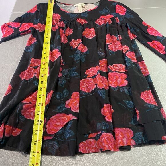 MATILDA JANE Dress Floral Mesh Overlay Tiered Long Sleeve Fitted NWT XS Black - Picture 6 of 13